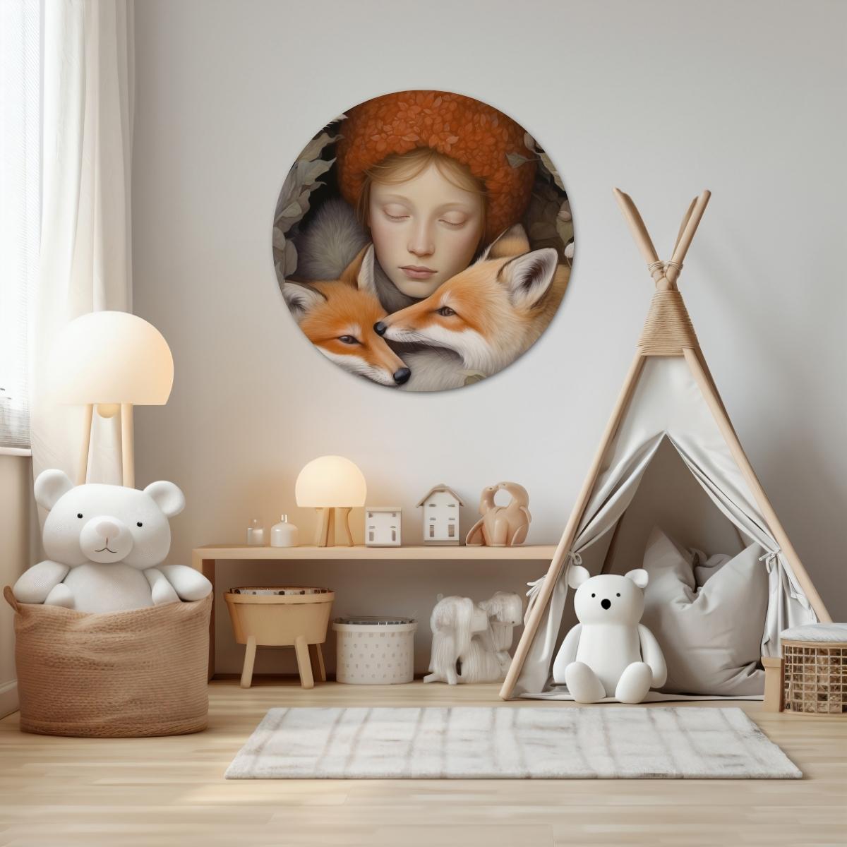 Vossen familie Muurcirkel-WallArtistic