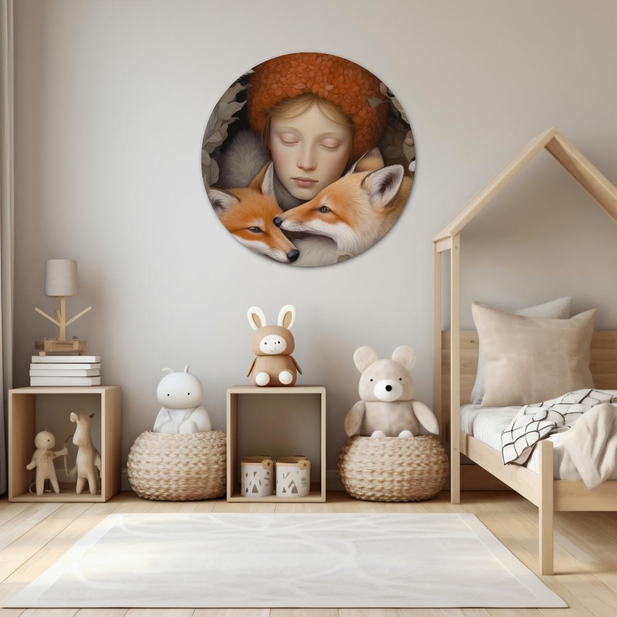 Vossen familie Muurcirkel-WallArtistic