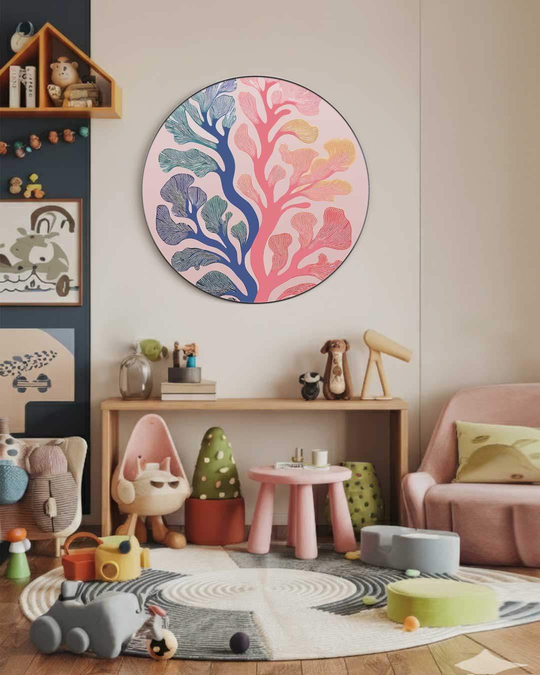 Kleurrijke Botanische Kunst aan de Muur Muurcirkel