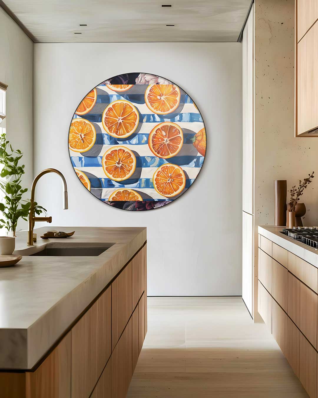 Oranje Citrus Splash Wandkunst Muurcirkel