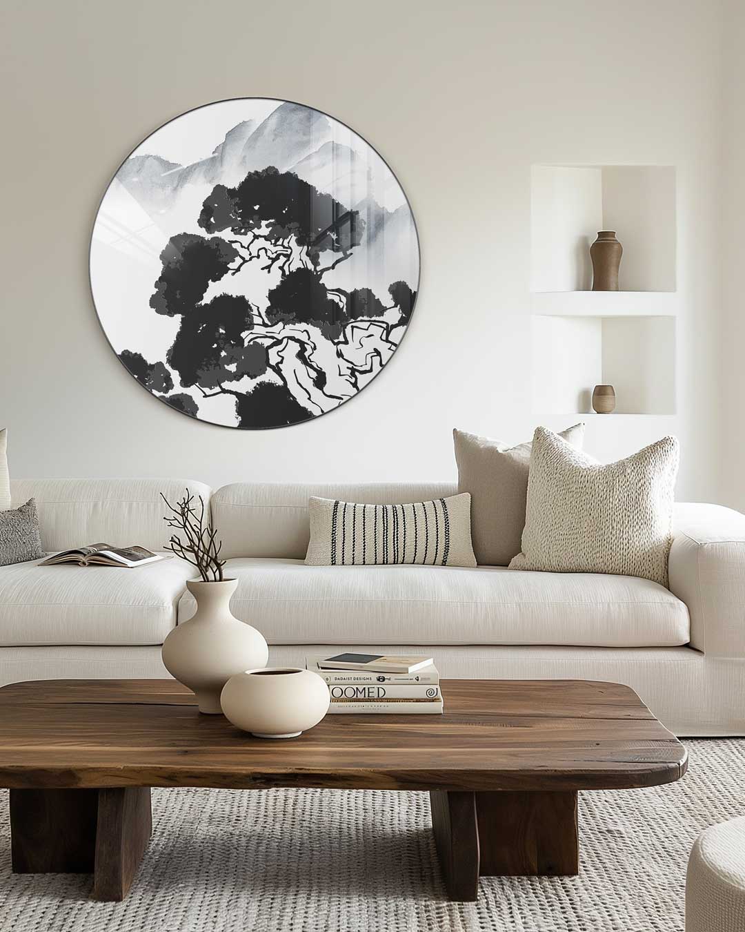 Zen Ink Landschap Muurcirkel
