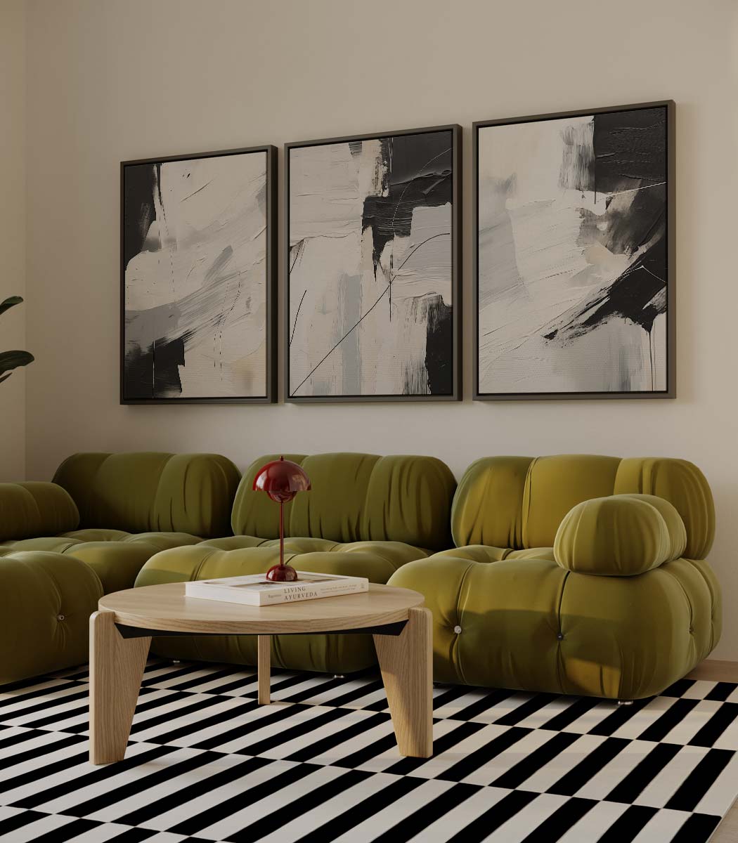 Abstract zwart-wit expressie Kunstwerk-canvas-dibond-plexiglas-wanddecoratie-WallArtistic