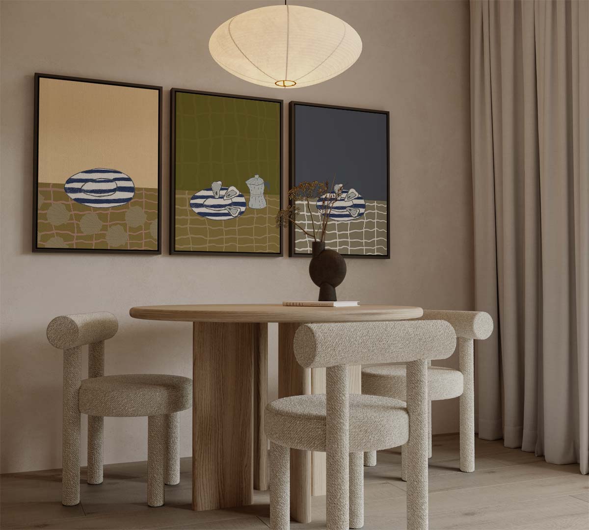 Mediterrane tafelsetting in kleurvlakken Kunstwerk-canvas-dibond-plexiglas-wanddecoratie-WallArtistic