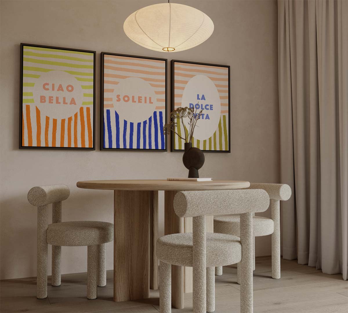 Zomerse typografie met strepen Kunstwerk-canvas-dibond-plexiglas-wanddecoratie-WallArtistic