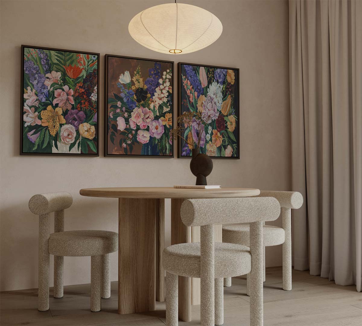 Klassiek bloemenboeket op donkere achtergrond Kunstwerk-canvas-dibond-plexiglas-wanddecoratie-WallArtistic