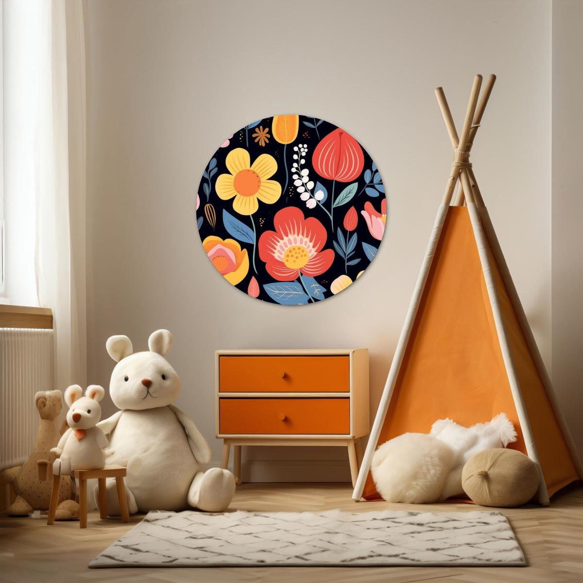 Fleurige bloemen Muurcirkel-WallArtistic