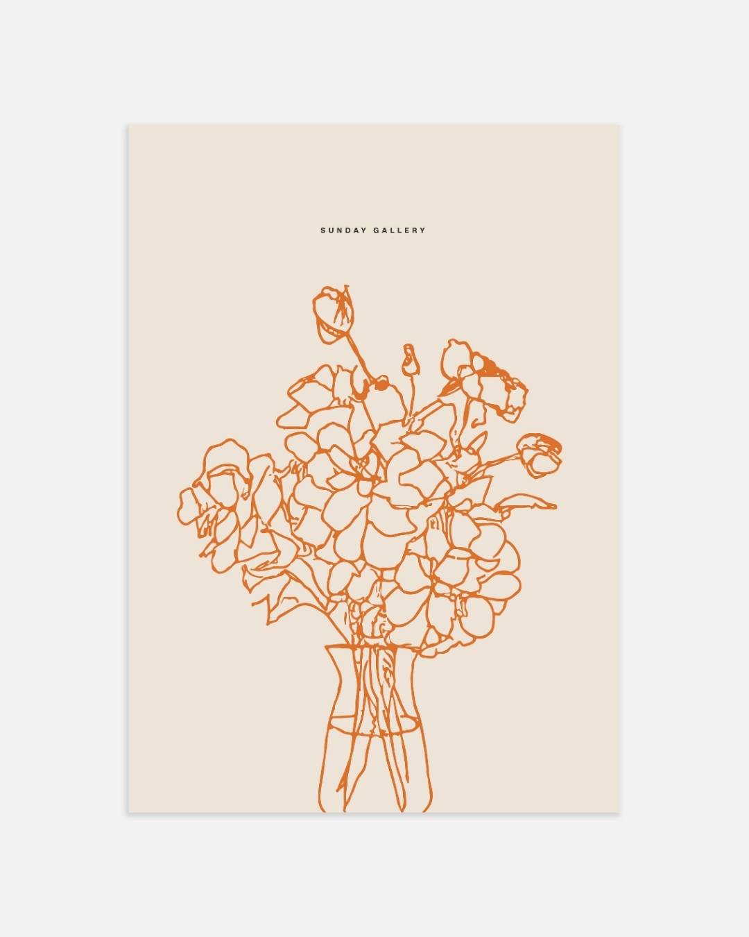 Oranje bloemenvaas Poster