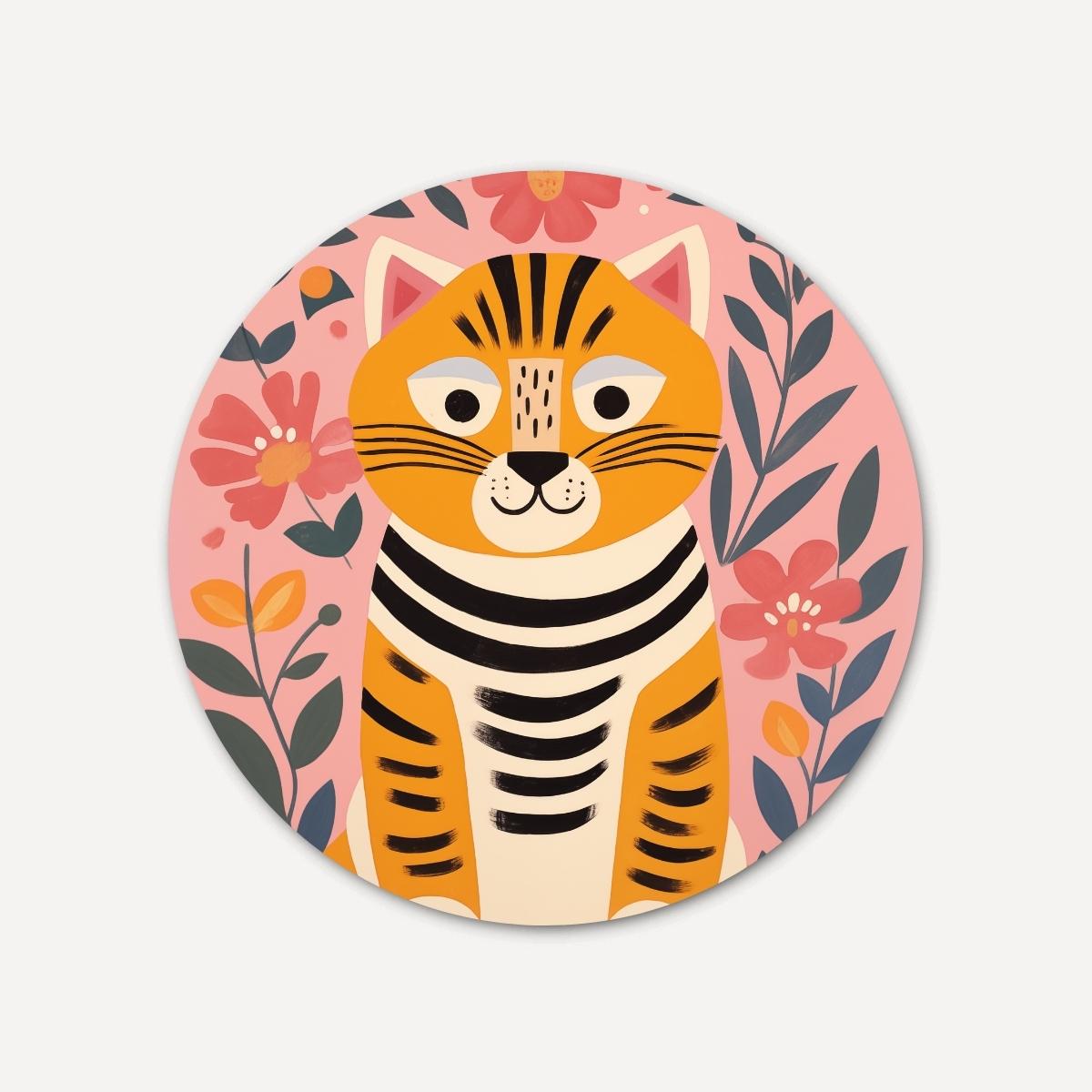 Speelse tijger Muurcirkel-WallArtistic