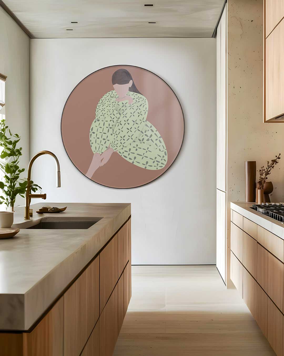 Dromerige Vrouw Muurcirkel-WallArtistic