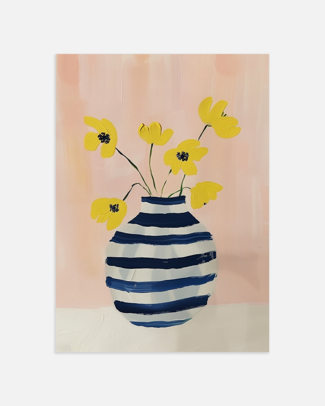 Bloemen in Gestreepte Vaas Poster