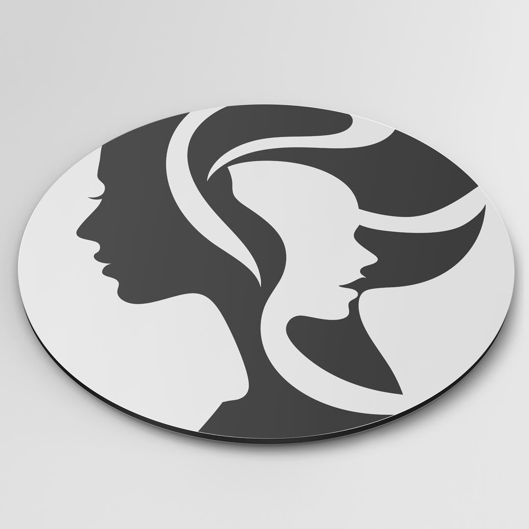 Elegante Tweezijdige Vrouwen Silhouet Muurcirkel