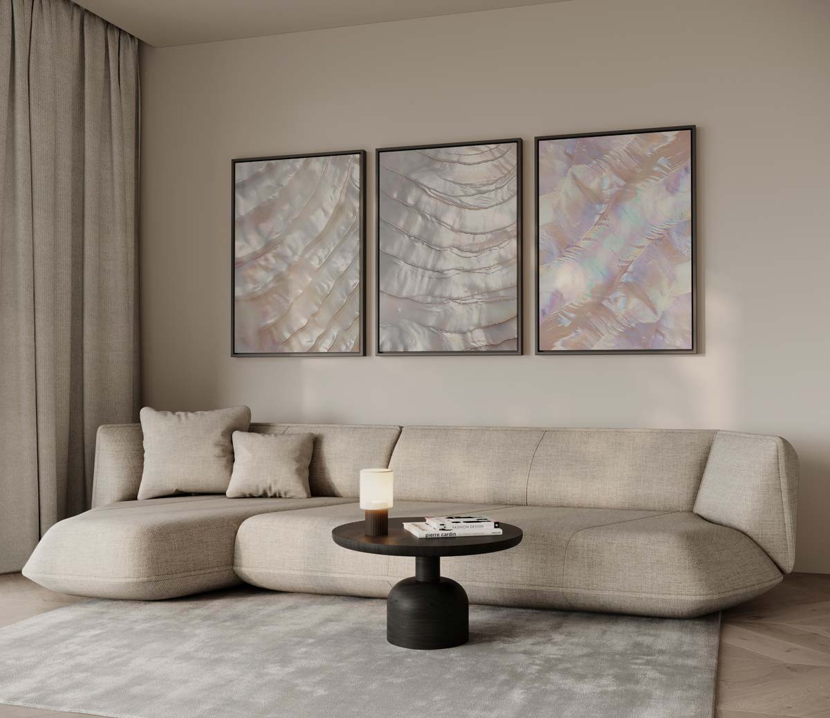 Parelmoer textuur in beweging Kunstwerk-canvas-dibond-plexiglas-wanddecoratie-WallArtistic
