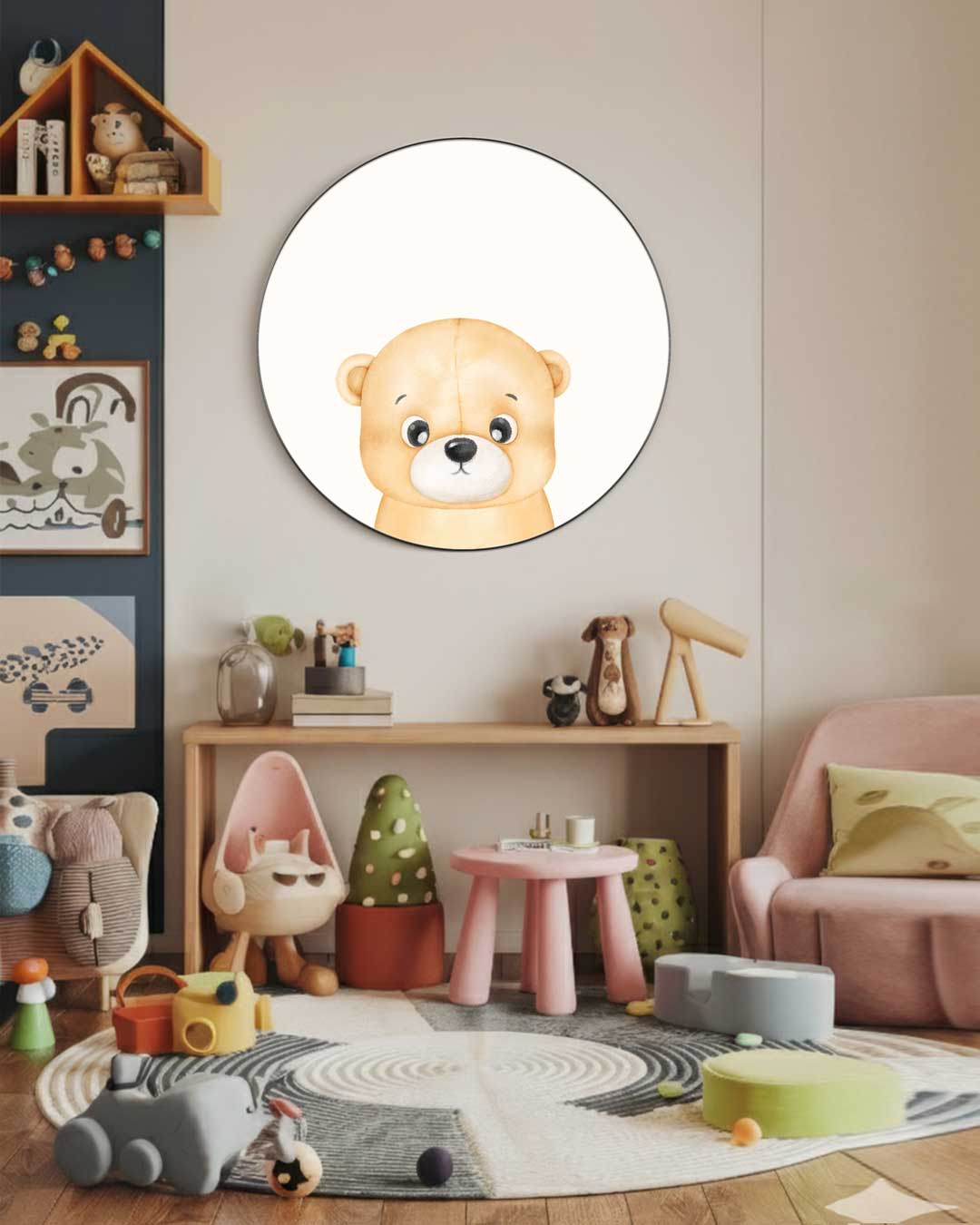 Schattige Teddybeer Muurcirkel-WallArtistic