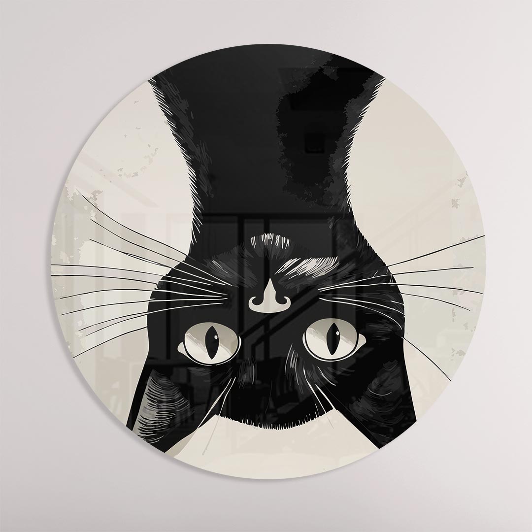 Schattige Zwart-Wit Kat Muurcirkel