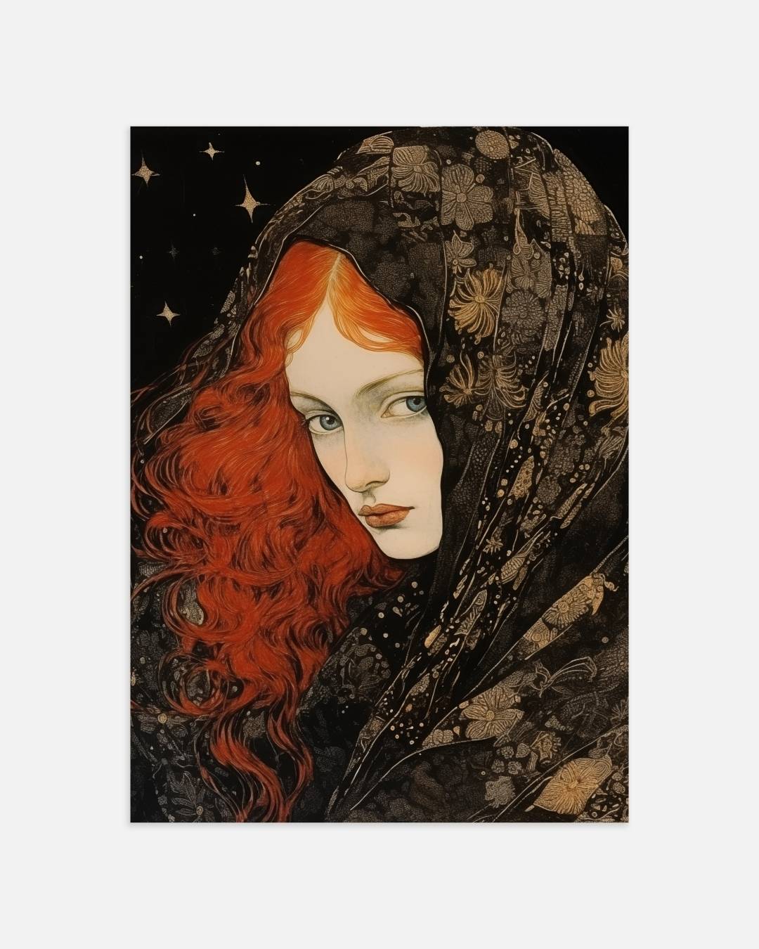 Mystieke vrouw met rode haren Poster