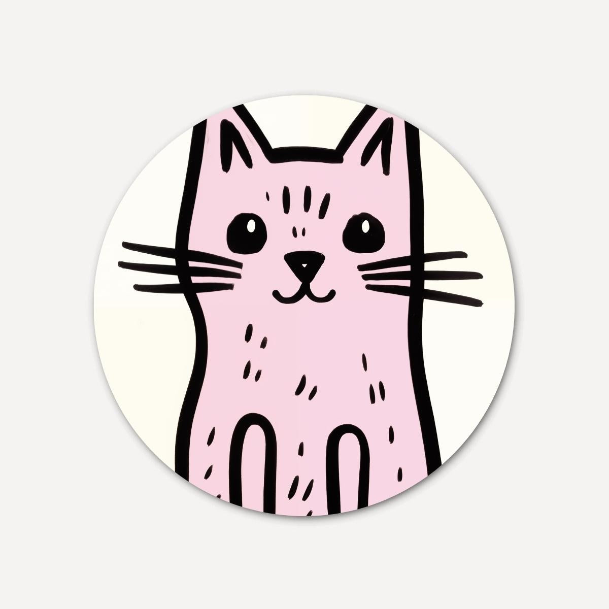 Roze kat Muurcirkel-WallArtistic