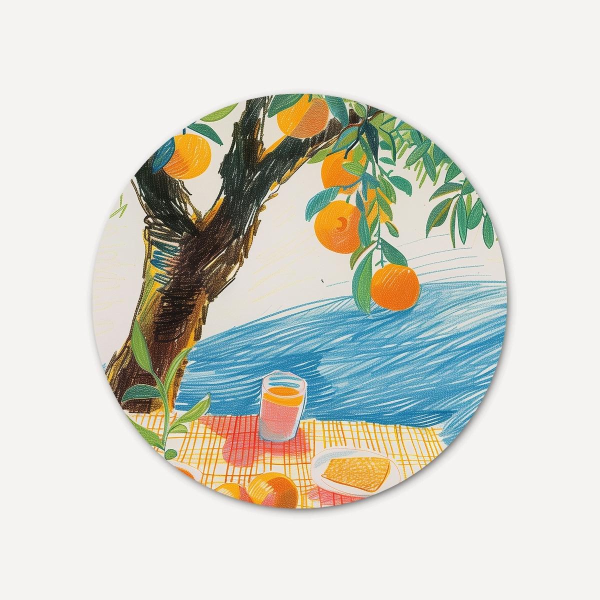 Zomerse sinaasappelboom Muurcirkel-WallArtistic