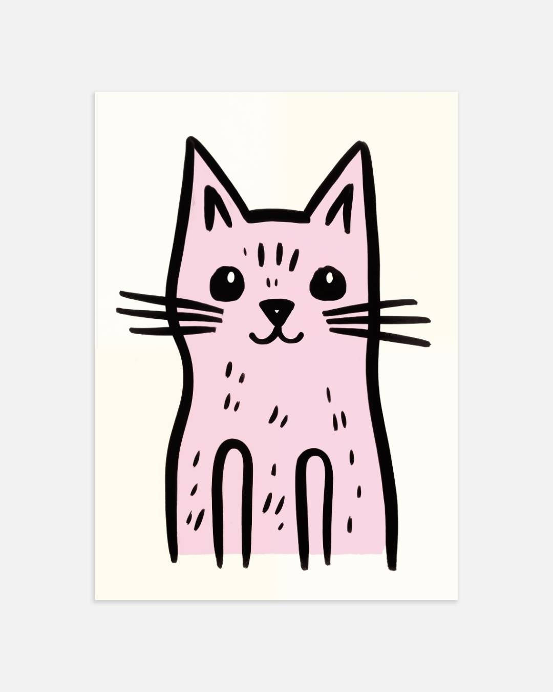 Minimalistische roze kat Poster