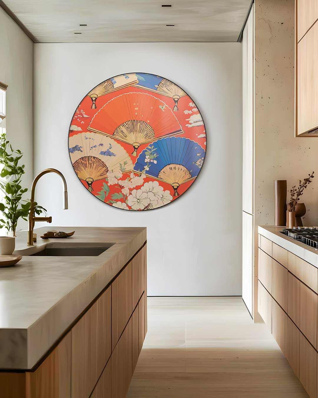 Kleurrijke Waaier Muurcirkel-WallArtistic