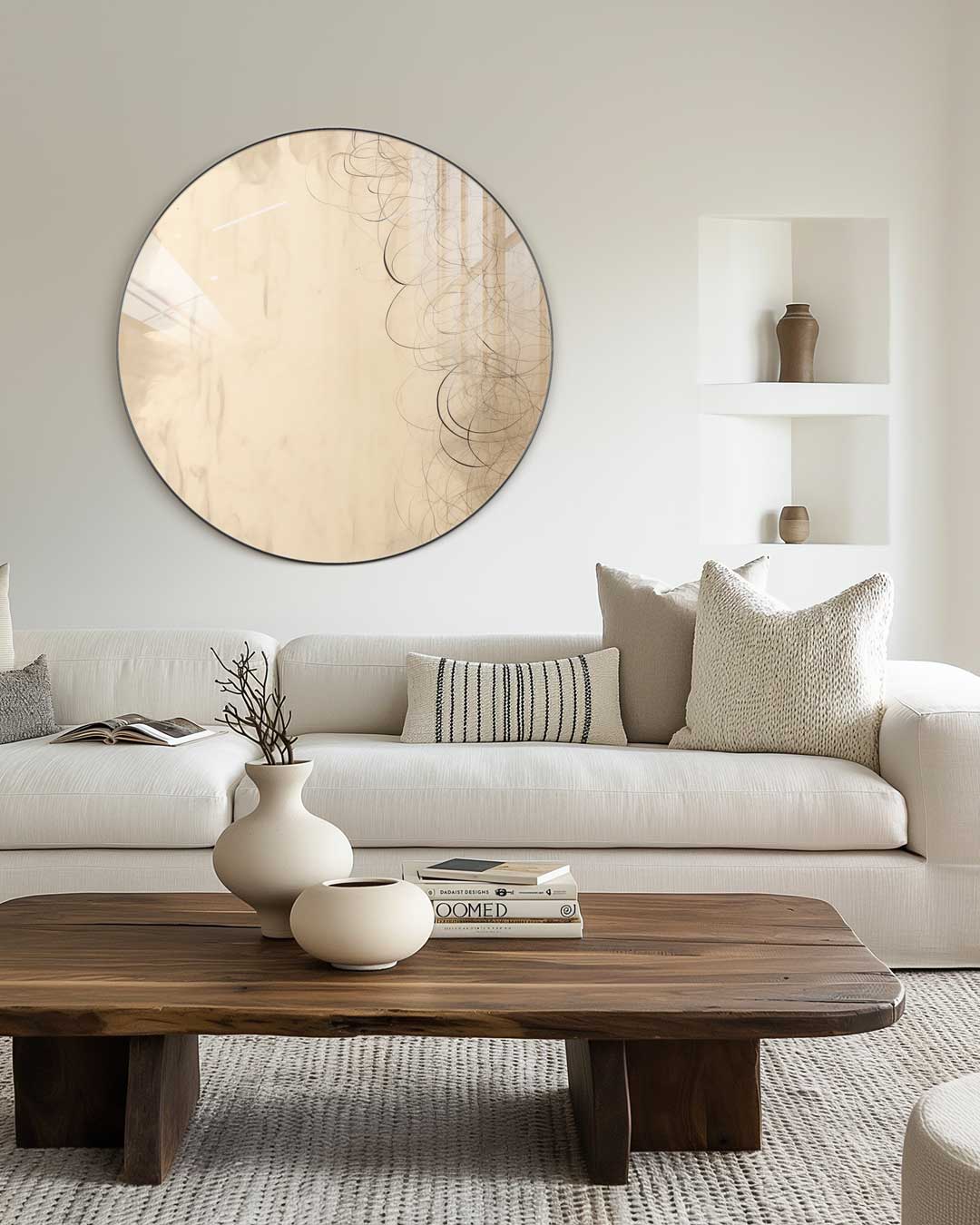 Elegante Beige Kunstenaar Muurcirkel