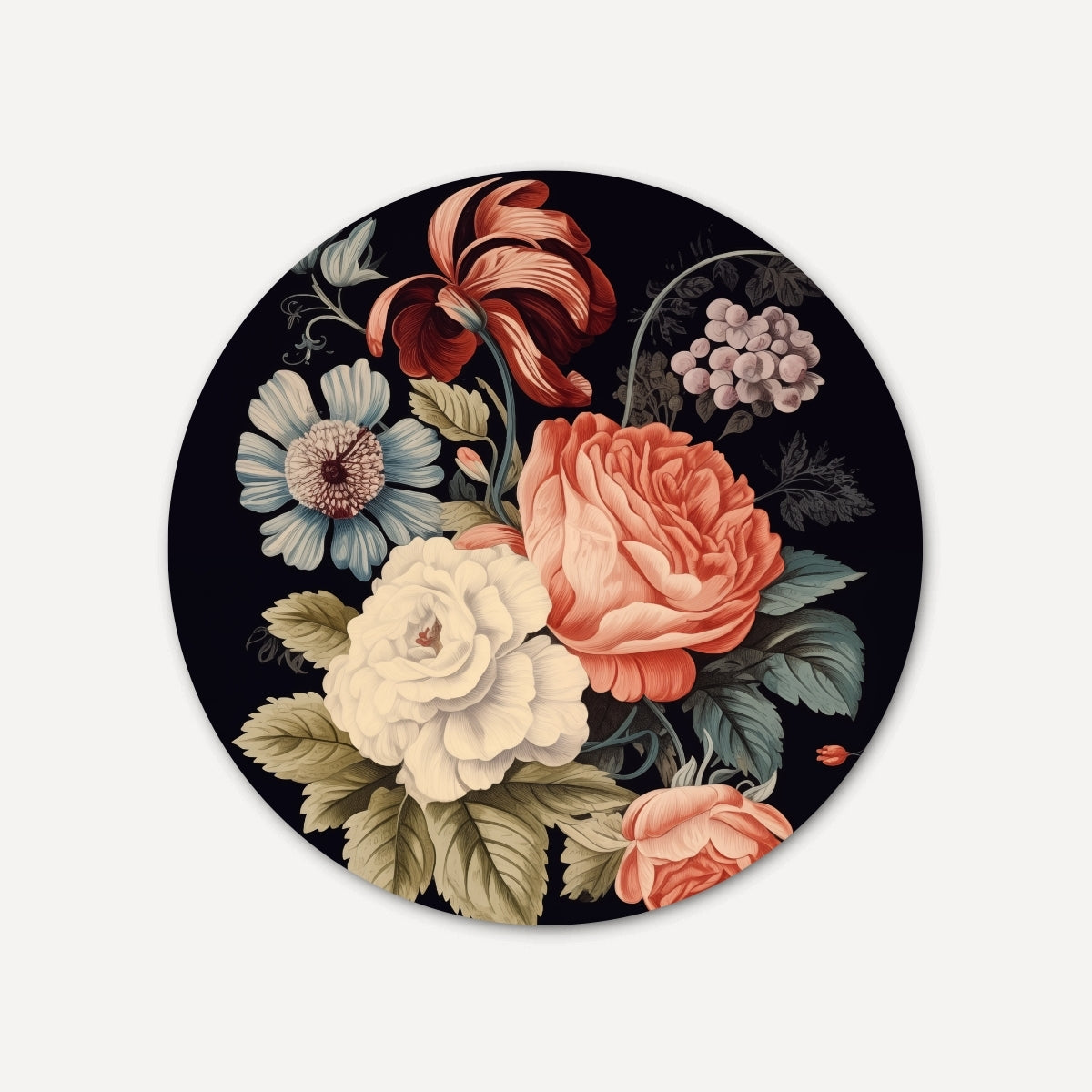 Elegante bloemencompositie Muurcirkel-WallArtistic