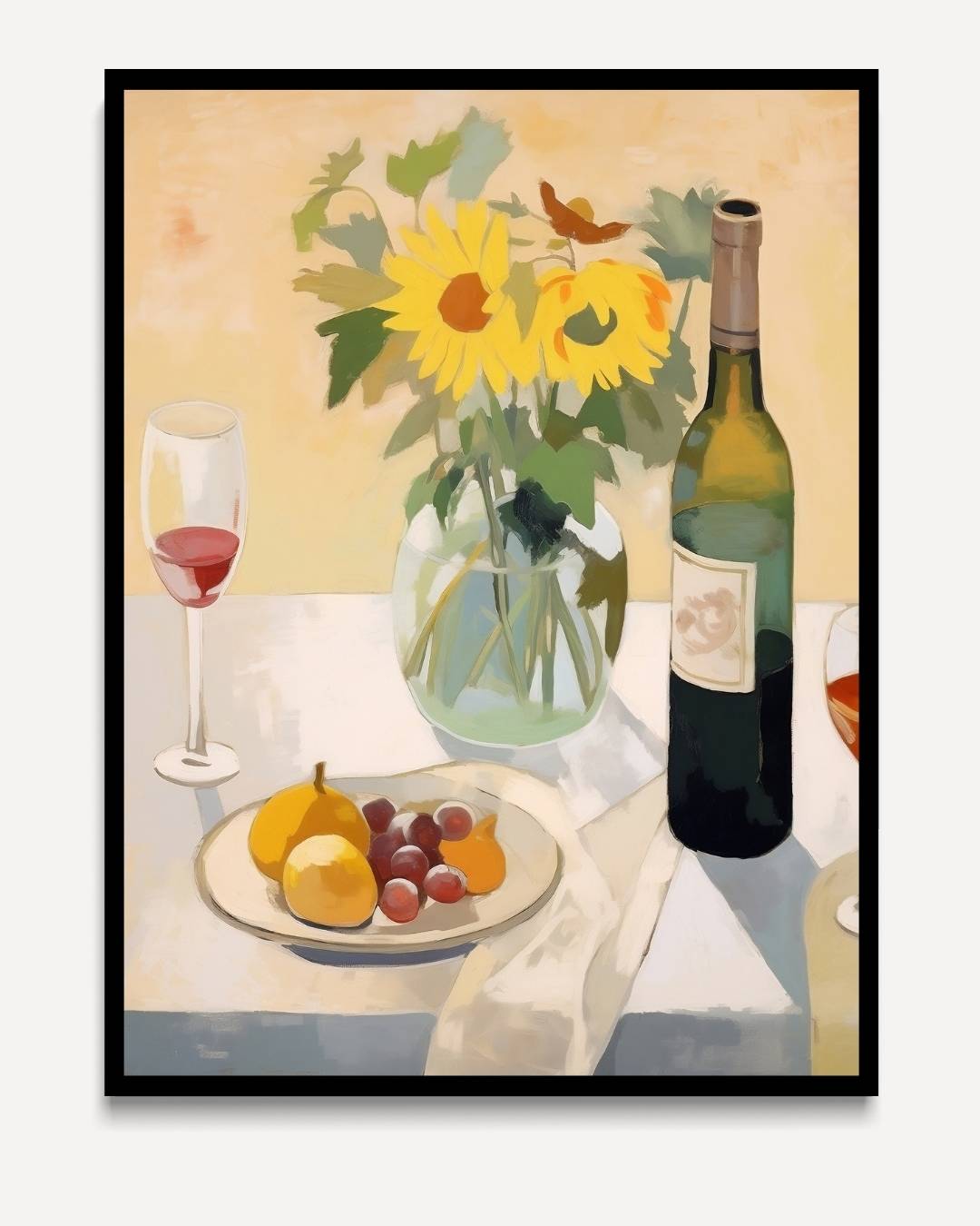 Zonnebloemen op tafel