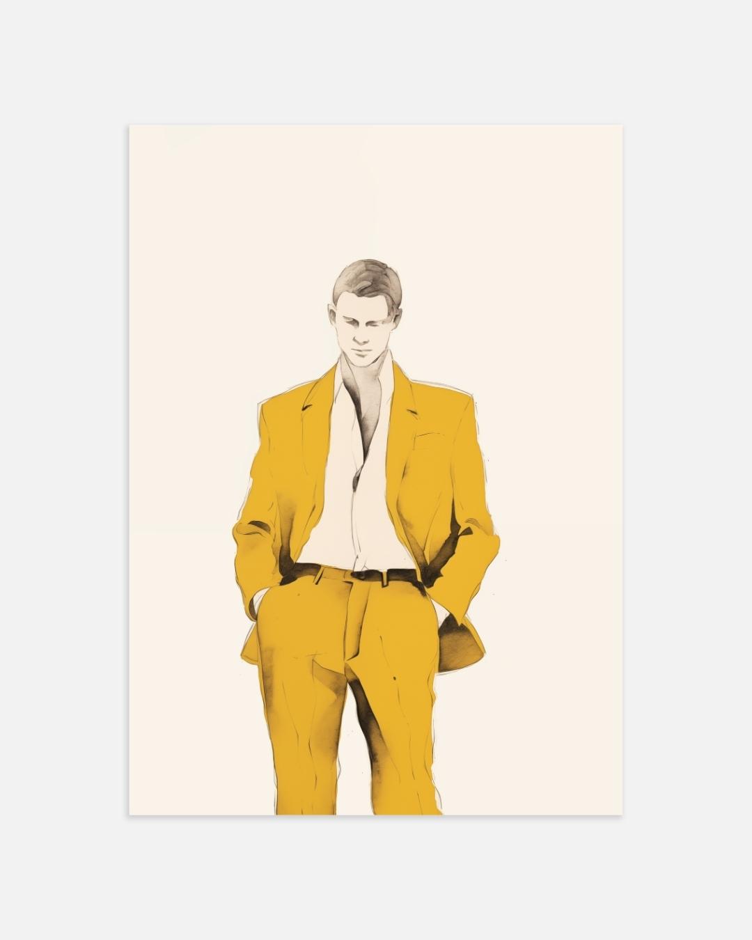 Stijlvolle man in gele outfit Poster