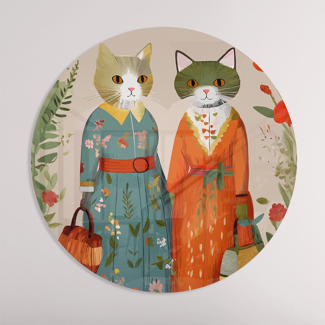 Vintage Kattenvriendinnen Muurcirkel