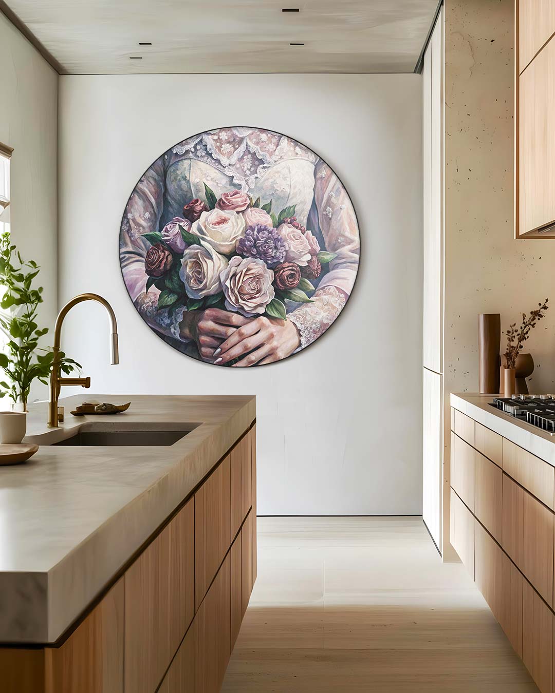 Romantische Bloemen Bruid Muurcirkel