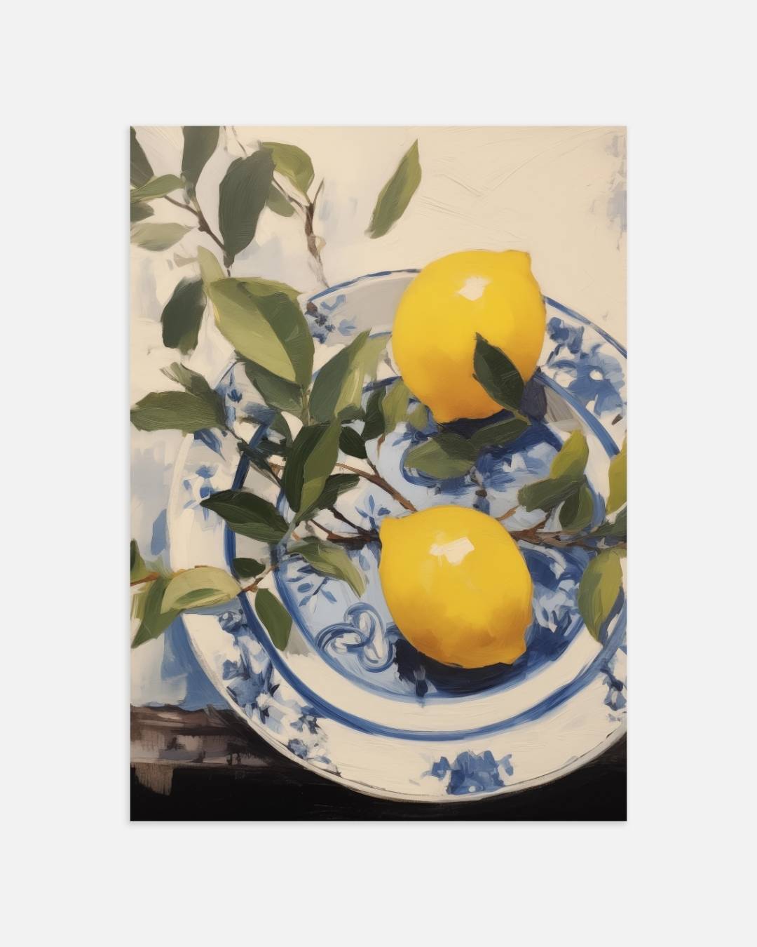 Citroenen op blauw bord Poster