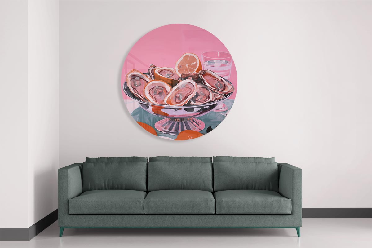 Roze Luxe Oester Muurcirkel-WallArtistic