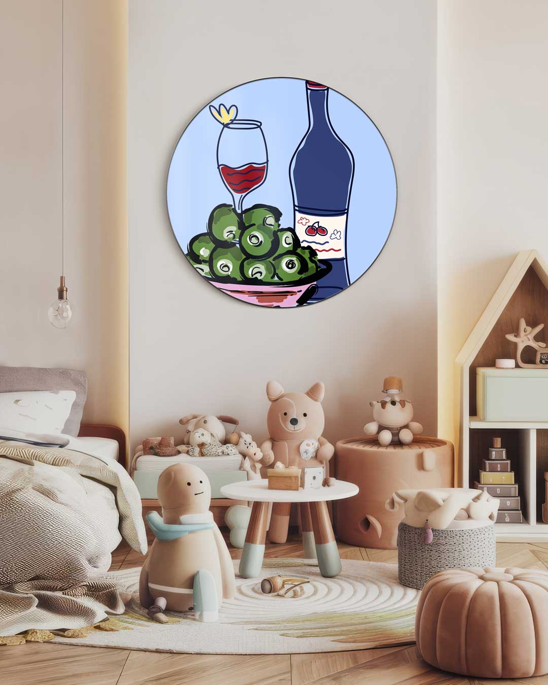Wijn en Olijven Muurcirkel-WallArtistic