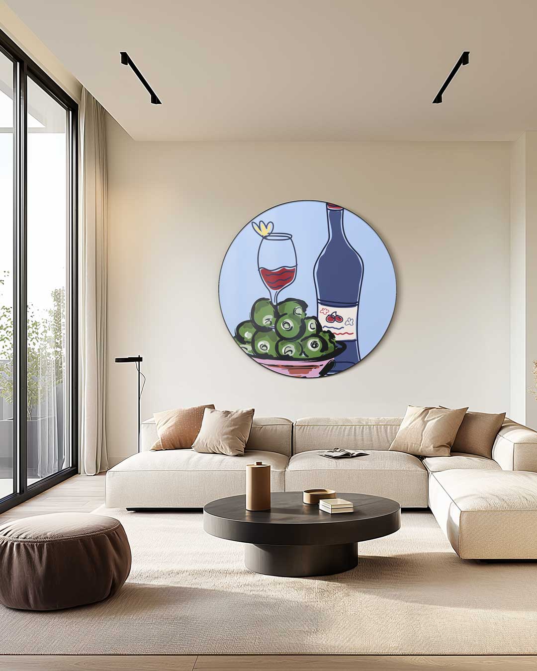 Wijn en Olijven Muurcirkel-WallArtistic
