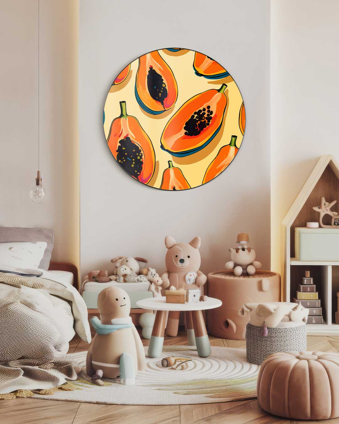 Tropische Papaya Muurcirkel-WallArtistic