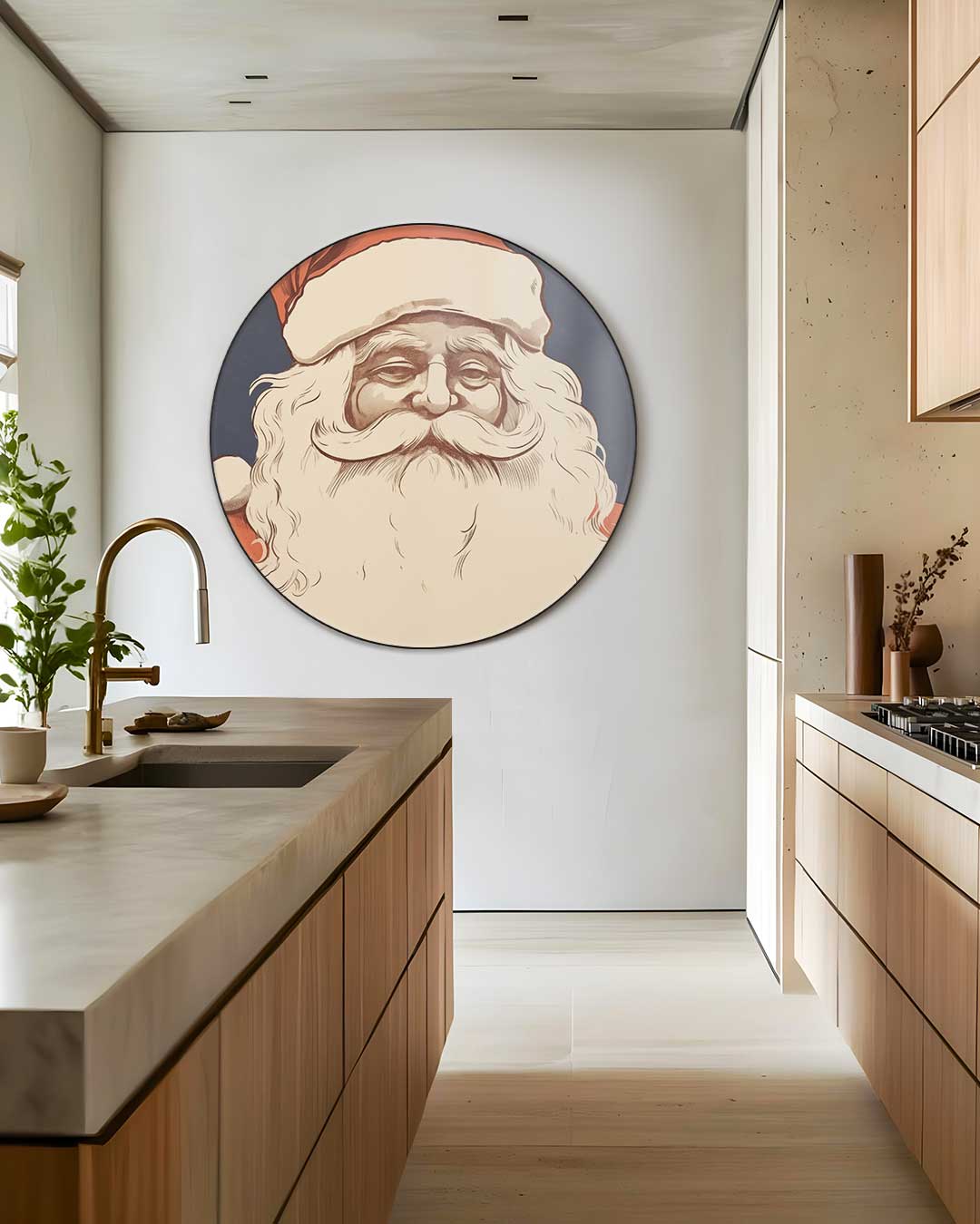 Kerstmis Vintage Santa Muurcirkel
