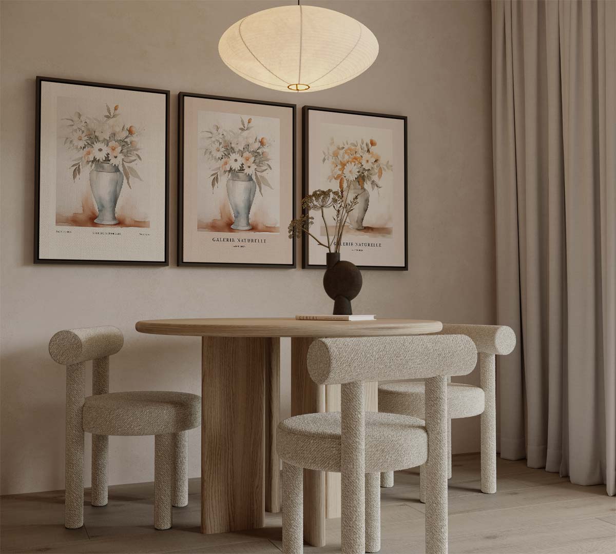 Botanische vazen in vintage stijl Kunstwerk-canvas-dibond-plexiglas-wanddecoratie-WallArtistic