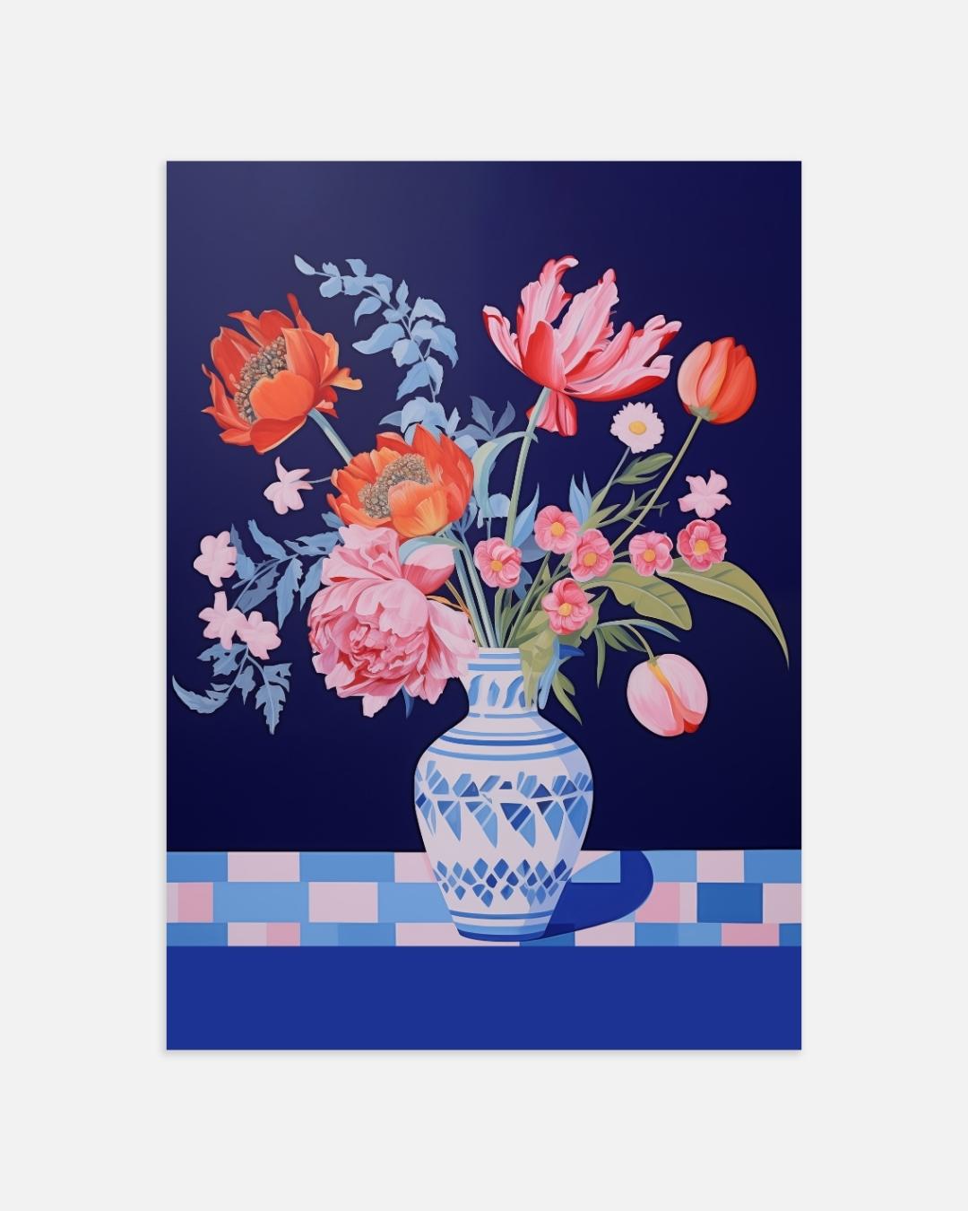 Bloemenpracht in Blauw Poster