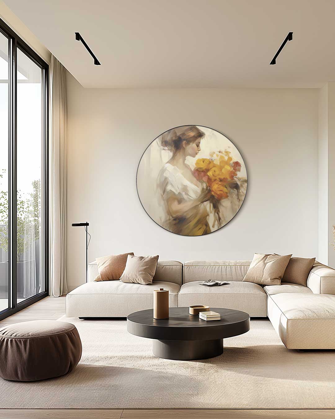 Vrouwelijke Bloemenpracht Muurcirkel-WallArtistic