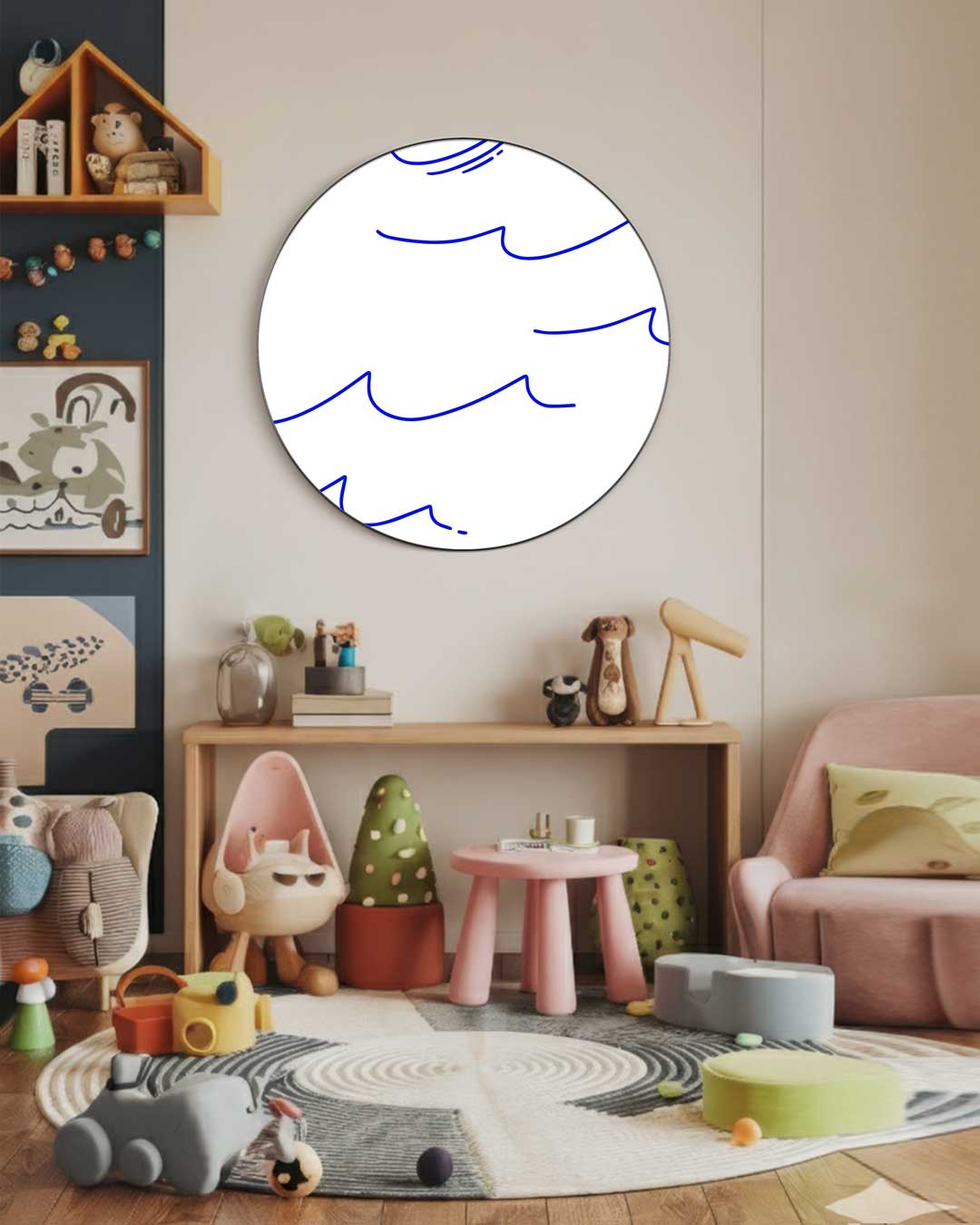 Golvend Blauw Wanddesign Muurcirkel