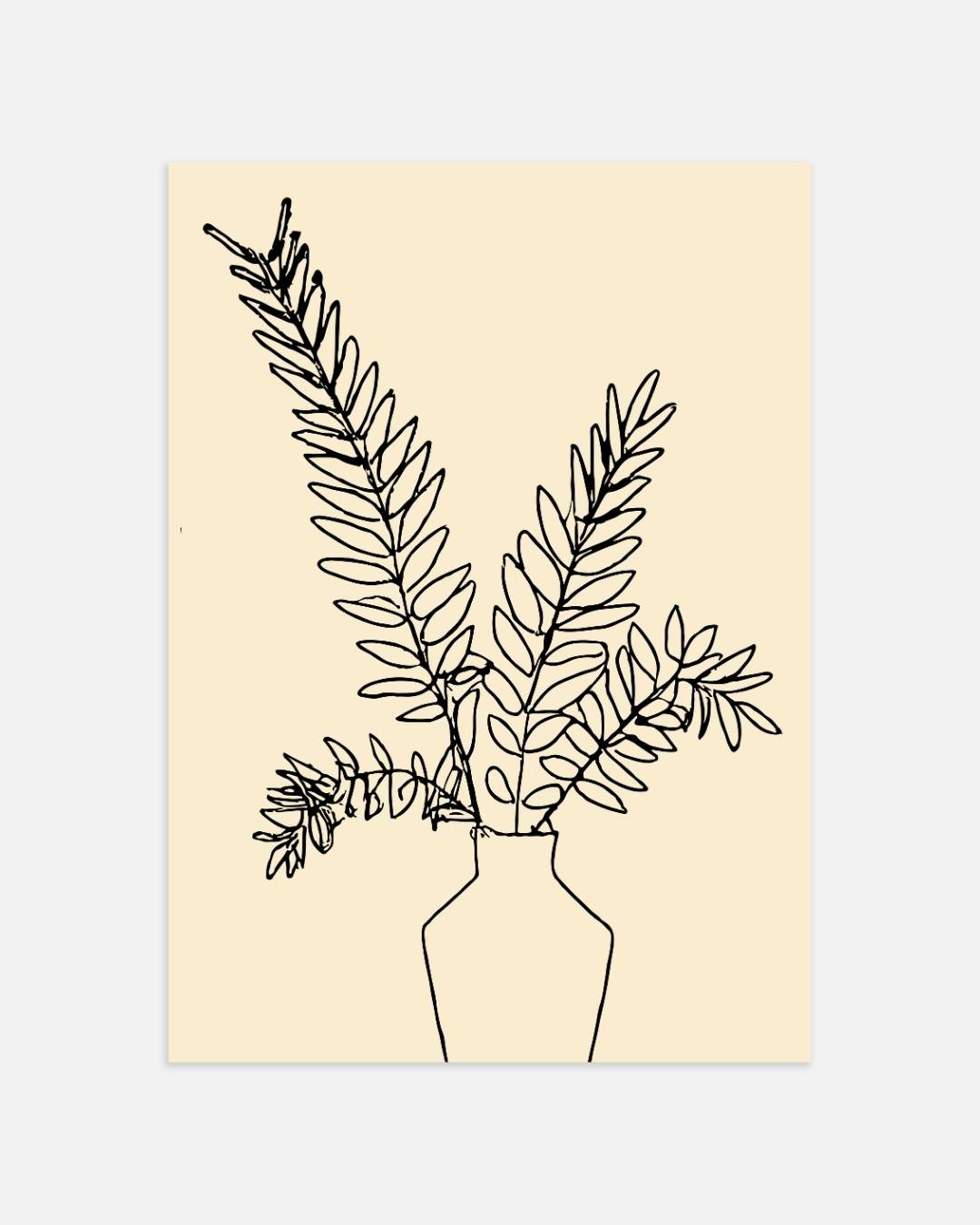 Botanische vaas lijntekening Poster