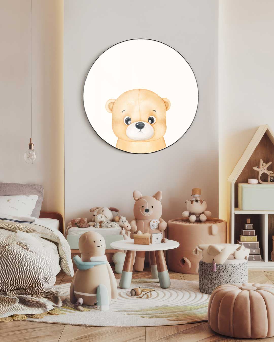 Schattige Teddybeer Muurcirkel-WallArtistic
