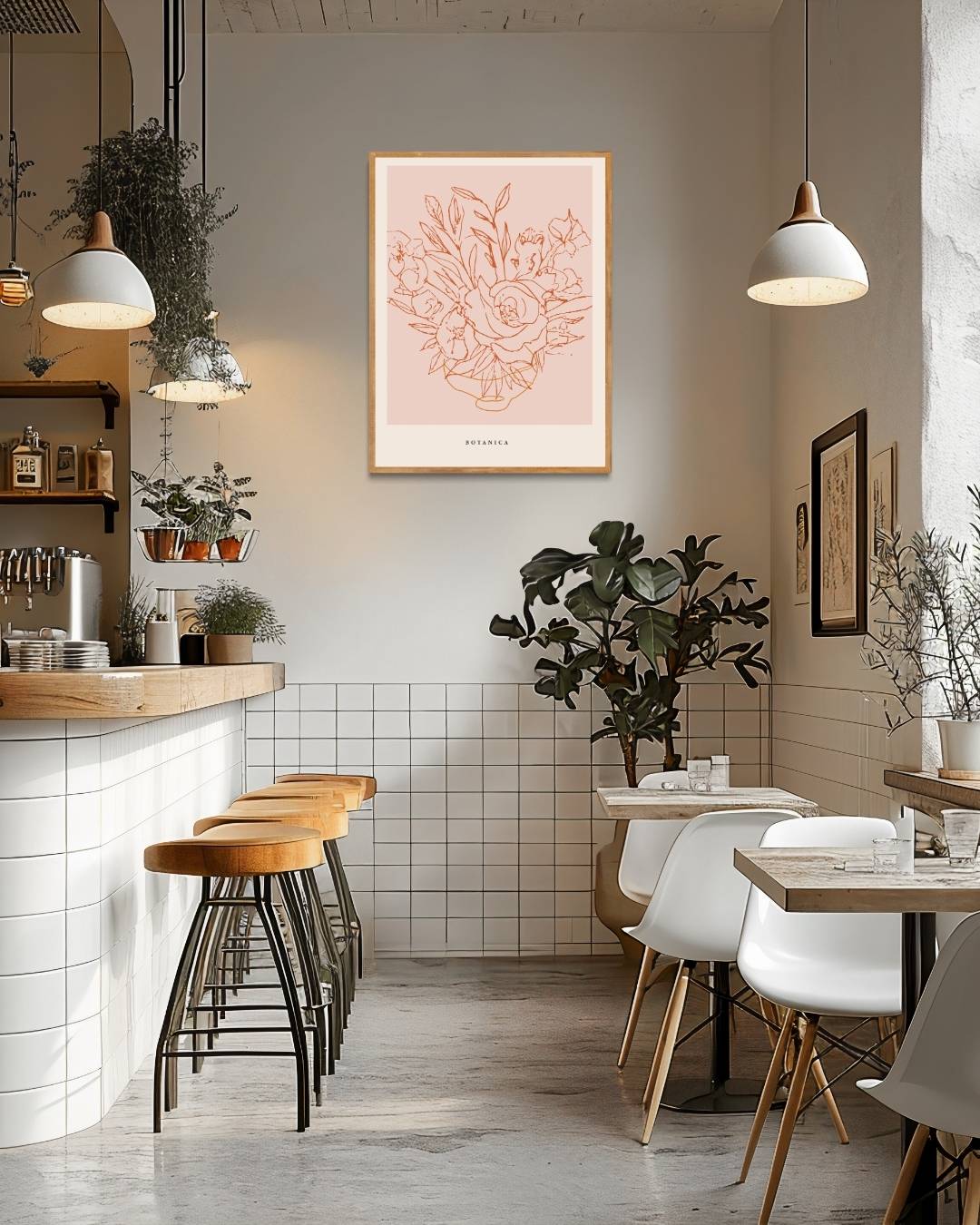 Subtiele bloemen schets Poster