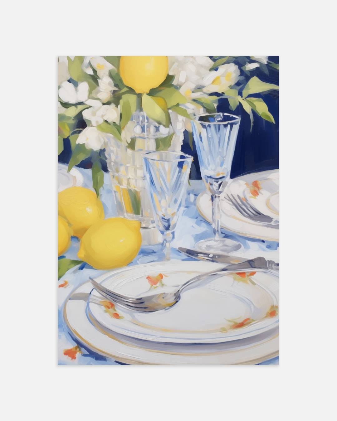 Citroenen en glaswerk Poster