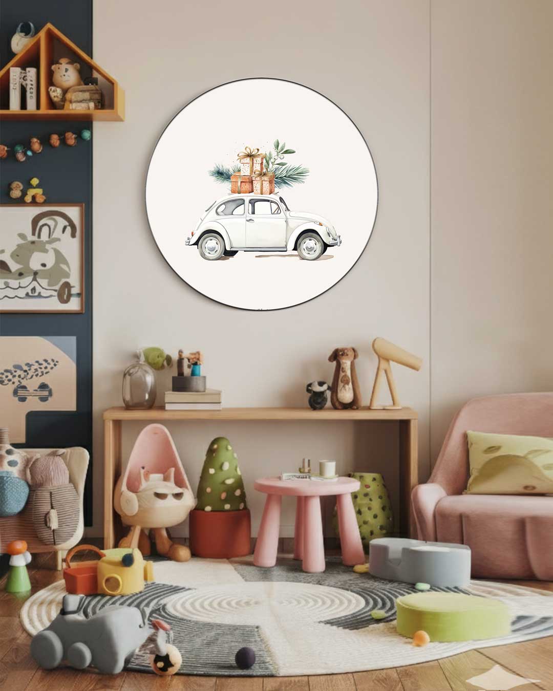 Vintage Kerstauto Muurcirkel