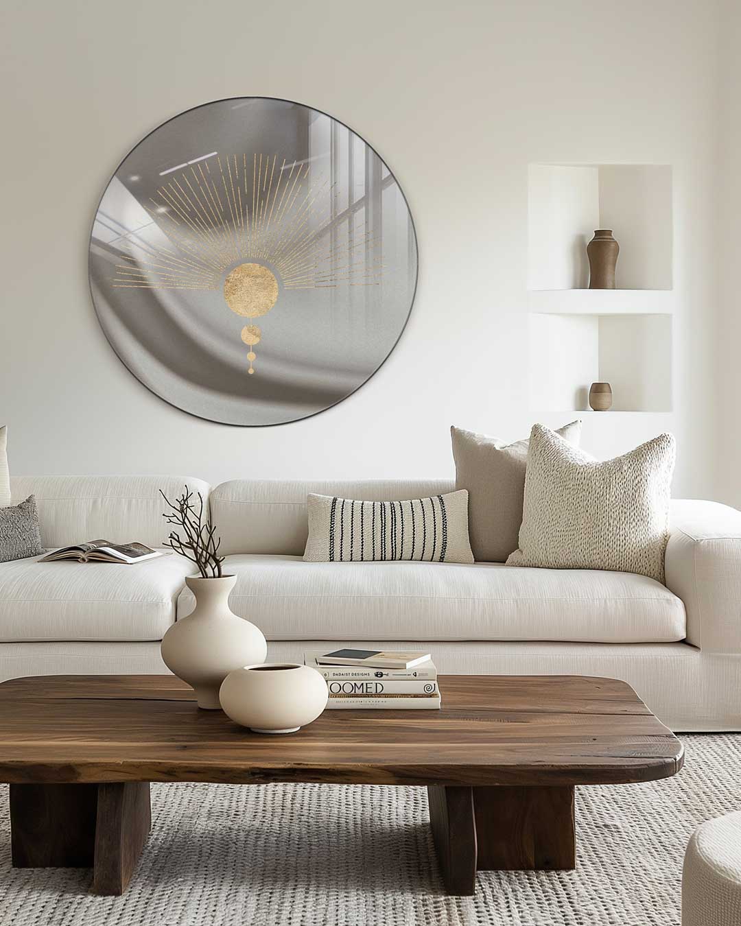 Stijlvolle Muurcirkel Met Gouden Accent-WallArtistic