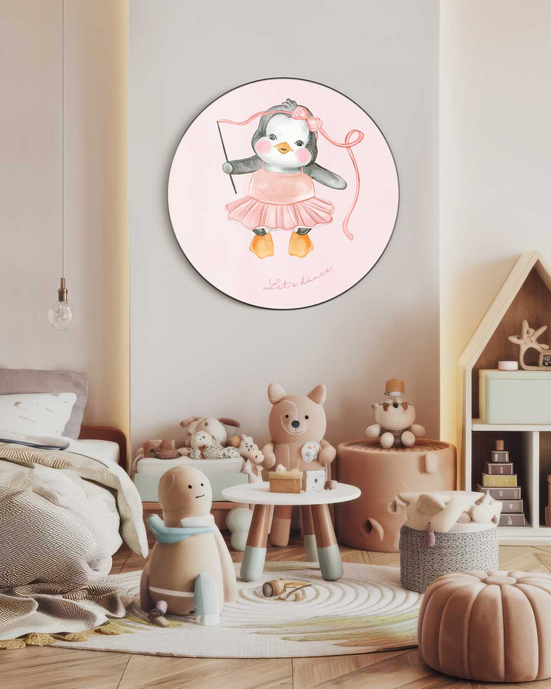 Dansende Pinguïn Muurcirkel-WallArtistic