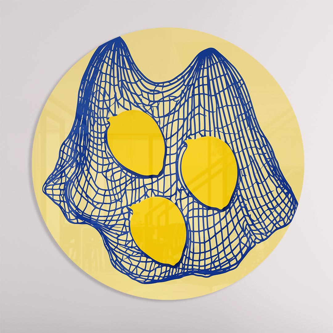 Zonnige Citroen Net Muurcirkel-WallArtistic