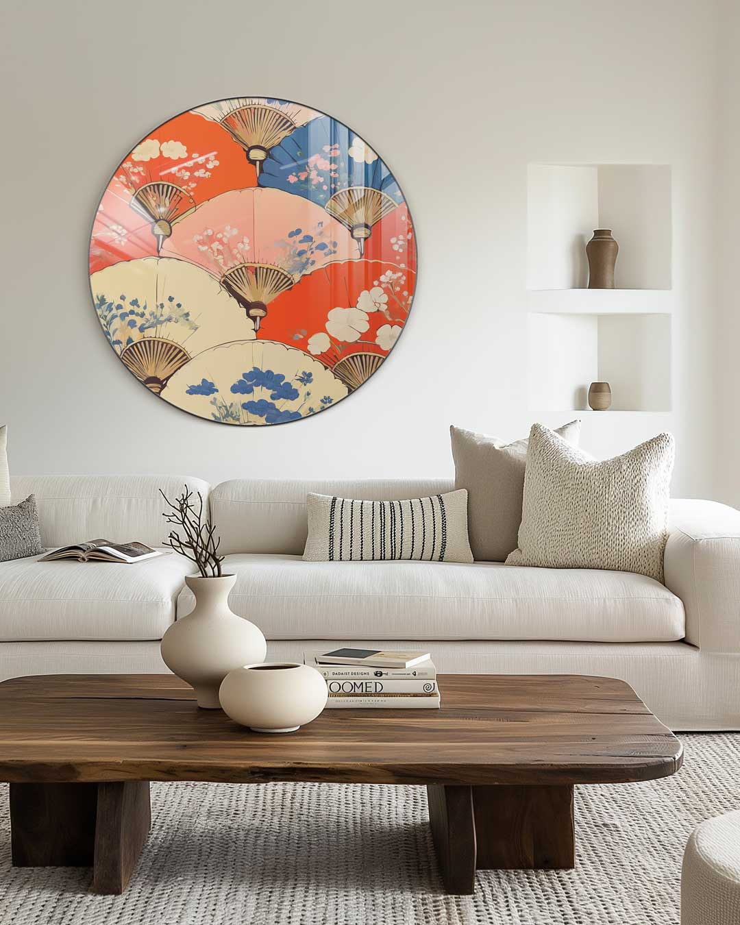 Kleurrijke Japanse Waaiers Muurcirkel-WallArtistic