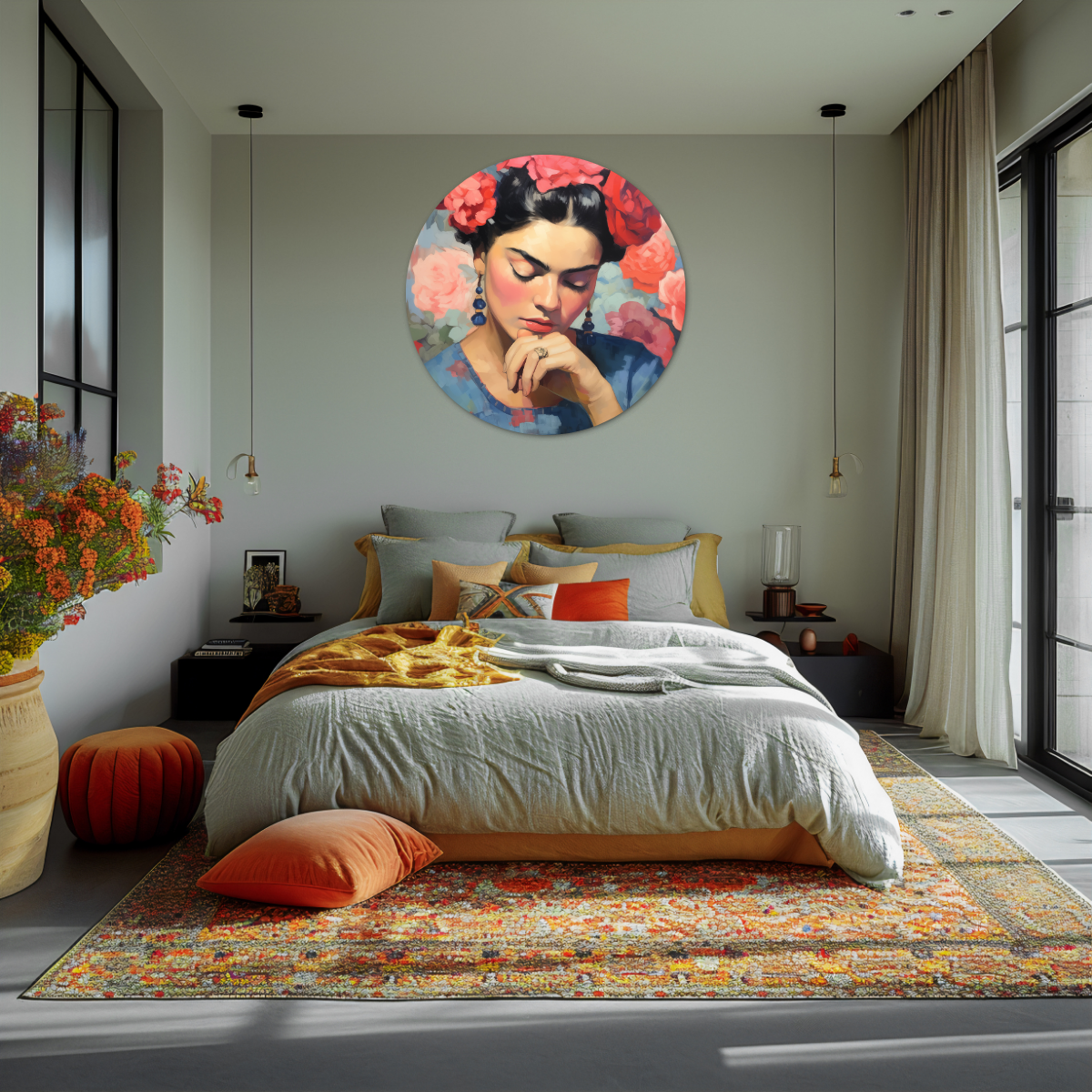 Dromerige Bloemenpracht - Artistieke Muurcirkel-WallArtistic