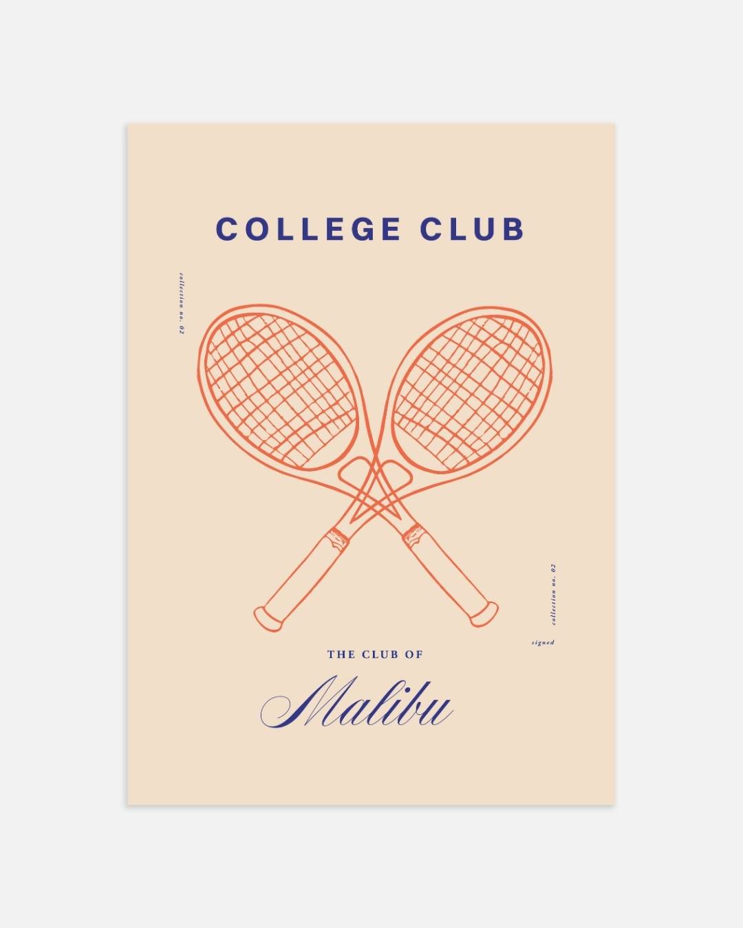 College Club gekruiste tennisrackets Poster